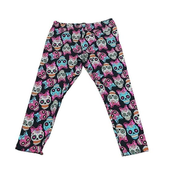 No Boundaries Neon Skull Leggings 2X - Picture 3 of 6